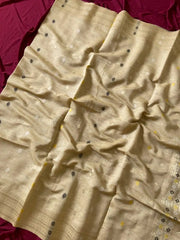 Soft Muga Cotton 3D Elephant Woven Paithani Saree