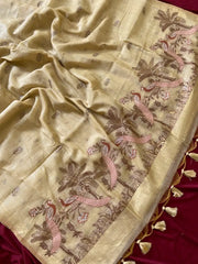 Soft Muga Cotton Double Morni Woven Paithani Saree