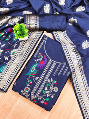 AE-018 – Peacock Motif Paithani Dress Material Set