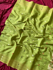 Soft Muga Cotton 3D Elephant Woven Paithani Saree