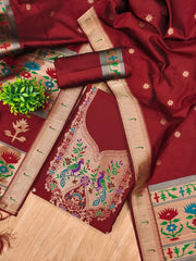 AE-004 – Soft Silk Unstitched Paithani Suits