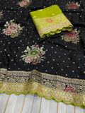 Dolla Silk Embroidery Work Lace Banarasi Saree