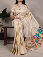 Pure Tissue Zari Weaving Work Paithani Saree
