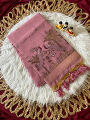Soft Muga Cotton Double Morni Woven Paithani Saree