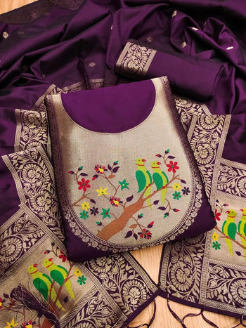 AE-003 – Premium Zari Woven Paihani Suits