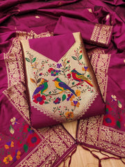 AE-021 – Multicolor Bird Motif Paithani Suit Set