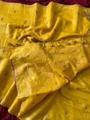 Soft Muga Cotton Double Morni Woven Paithani Saree