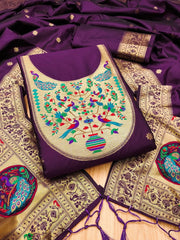 AE-012 – Royal Peacock Garden Paithani Silk Suit Set