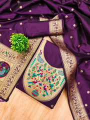 AE-012 – Royal Peacock Garden Paithani Silk Suit Set