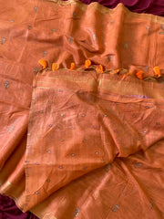 Soft Muga Cotton Double Morni Woven Paithani Saree