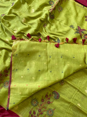 Premium Soft Muga Cotton Flowery Saree