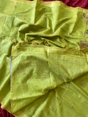 Soft Muga Cotton Double Morni Woven Paithani Saree