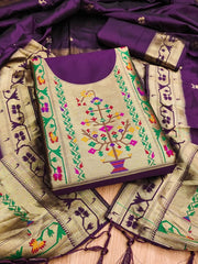 AE-015 – Royal Elephant Paithani Unstitched Suit