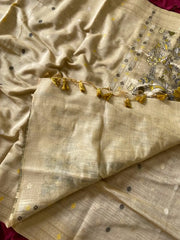 Soft Muga Cotton 3D Elephant Woven Paithani Saree