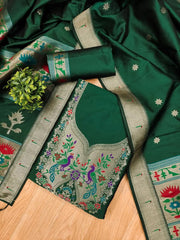AE-004 – Soft Silk Unstitched Paithani Suits