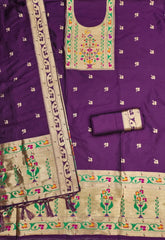 AE-015 – Royal Elephant Paithani Unstitched Suit