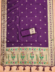 AE-015 – Royal Elephant Paithani Unstitched Suit