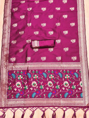 AE-018 – Peacock Motif Paithani Dress Material Set