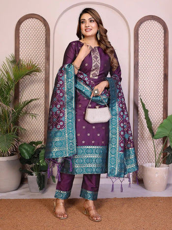 AE-19A – Unstitched Patola Soft Silk 3 Piece Suits