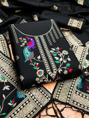 AE-018 – Peacock Motif Paithani Dress Material Set