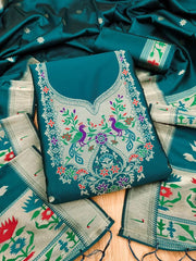 AE-004 – Soft Silk Unstitched Paithani Suits