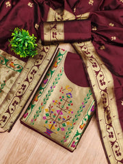 AE-015 – Royal Elephant Paithani Unstitched Suit
