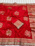Dolla Silk Embroidery Work Lace Banarasi Saree