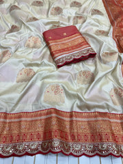 Heavy Banarasi Soft Silk Embroidery Work Lace Border Saree