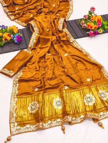 Gaji Silk Original Gala Pallu Gota Pati Hand Work Saree