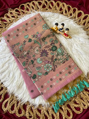 Soft Muga Cotton 3D Elephant Woven Paithani Saree