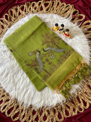 Soft Muga Cotton Double Morni Woven Paithani Saree
