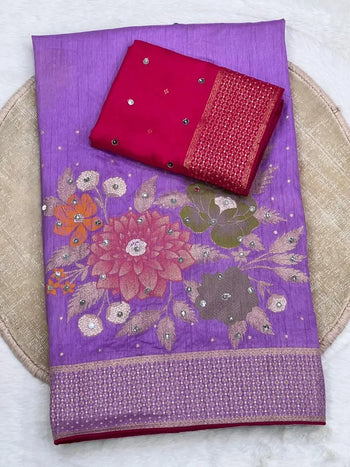 Pure Dola Silk Real Mirror Work Meenakari Saree