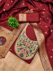 AE-012 – Royal Peacock Garden Paithani Silk Suit Set