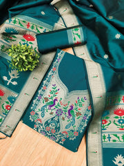 AE-004 – Soft Silk Unstitched Paithani Suits