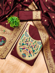 AE-012 – Royal Peacock Garden Paithani Silk Suit Set