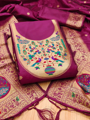 AE-012 – Royal Peacock Garden Paithani Silk Suit Set