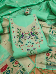 AE-004 – Soft Silk Unstitched Paithani Suits