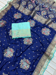 Dolla Silk Embroidery Work Lace Flowers Design Saree