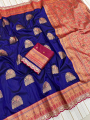 Heavy Banarasi Soft Silk Embroidery Work Lace Border Saree