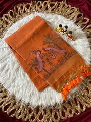 Soft Muga Cotton Double Morni Woven Paithani Saree