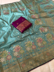 Dola Silk Rich Flowery Banarasi Saree