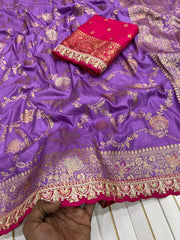 Dola Silk Flower Jaal Premium Banarasi Saree