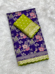 Dola Silk Zari Pallu woven Banarasi Saree