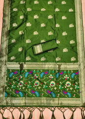 AE-018 – Peacock Motif Paithani Dress Material Set