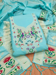AE-004 – Soft Silk Unstitched Paithani Suits