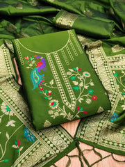 AE-018 – Peacock Motif Paithani Dress Material Set