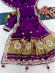 Gaji Silk Original Gala Pallu Gota Pati Hand Work Saree