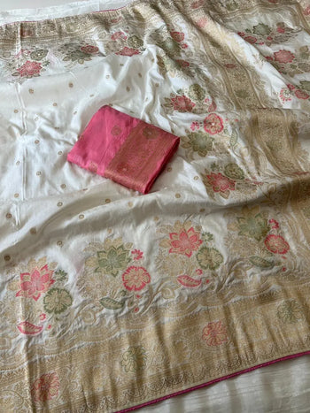Dola Silk Rich Flowery Banarasi Saree