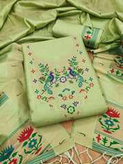 AE-004 – Soft Silk Unstitched Paithani Suits