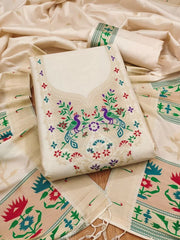 AE-004 – Soft Silk Unstitched Paithani Suits